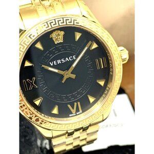 Versace Women's Watch VE2S00622 Swiss Quartz Gold Black Dial Stainless S…